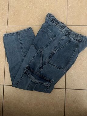 LADIES WAX JEAN CARGO PANTS SIZE L SHOWS SIGNS OF WEAR